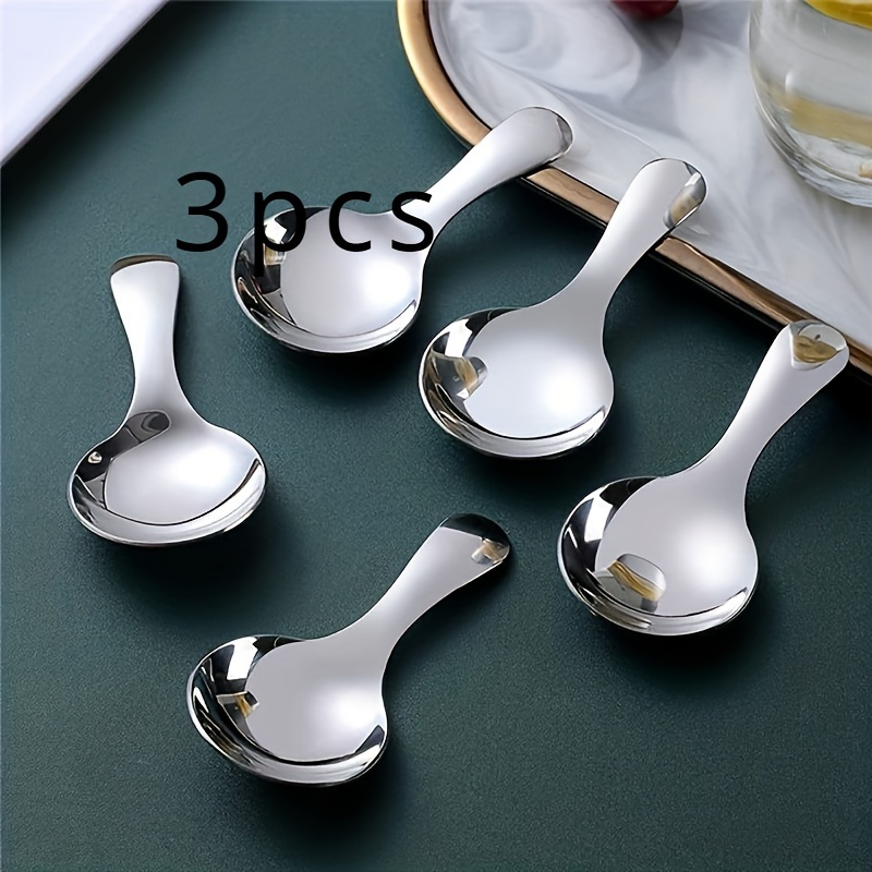 

3 Short Handled Spoons, High-quality Food Grade, Stainless Steel Mini , Coffee And Tea Spoons, 3.5 Inches (silver), Used For Condiments, Desserts, Tea, Coffee, Cakes, Sugar, Mixing Spoons