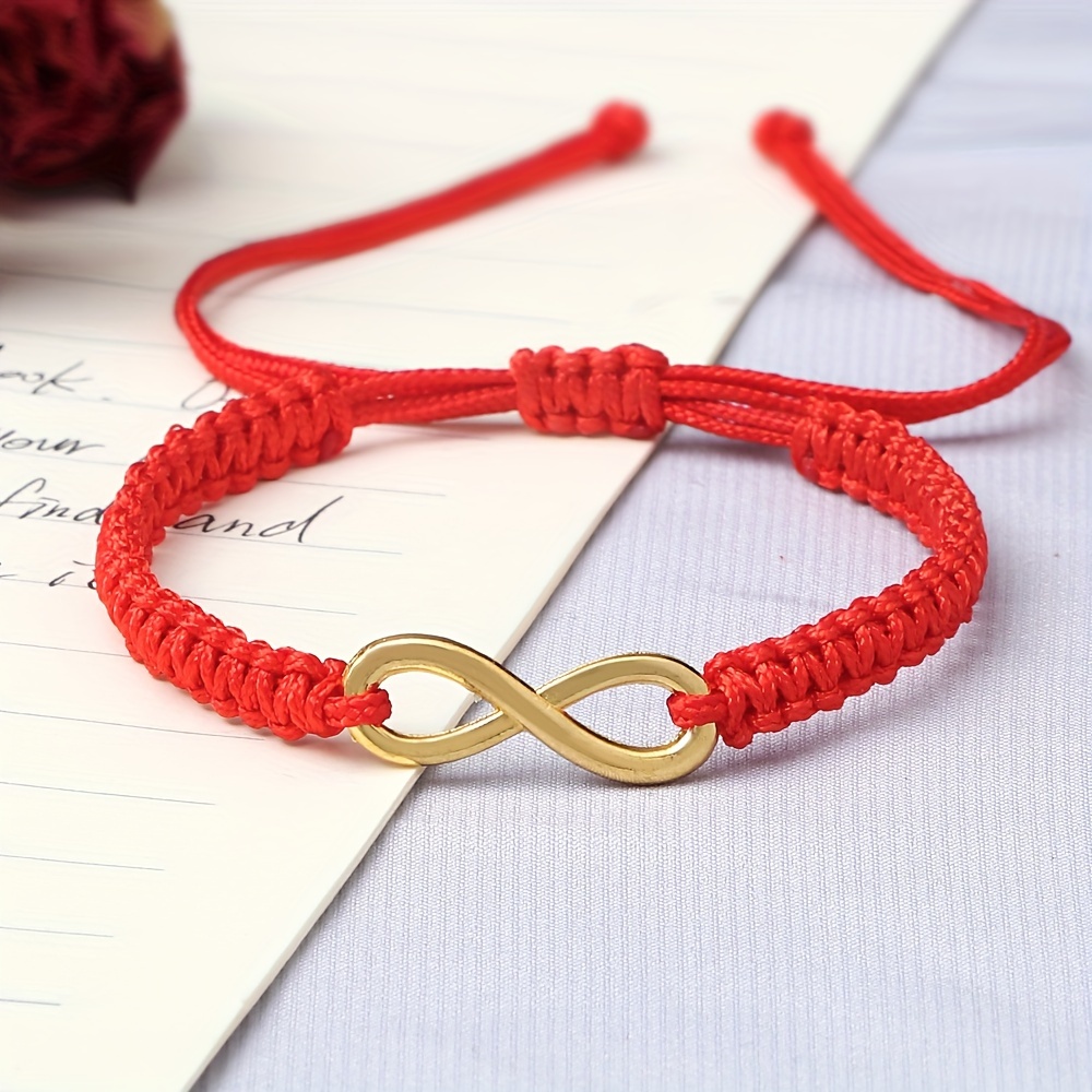 Adjustable Infinity Charm Bracelet Red String for Couples & Friends