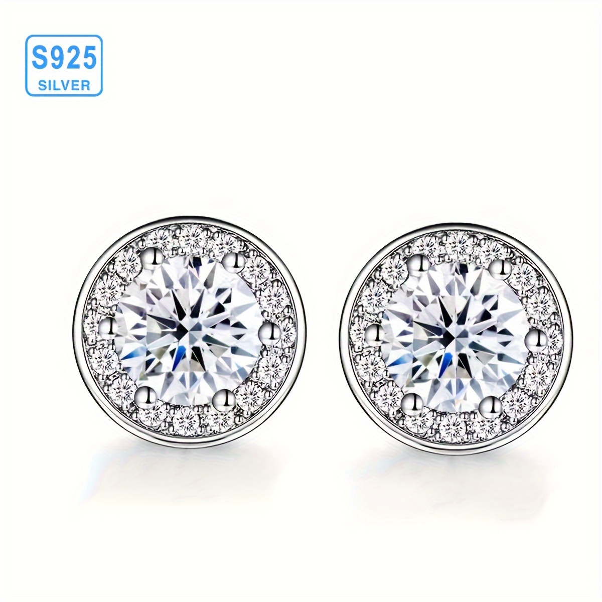 

2 Carat Moissanite Stud Earrings In 18k Gold Plated 925 Silver - Casual Attire & , Romantic Gift Idea, , 6.8g, Festival, Any Season