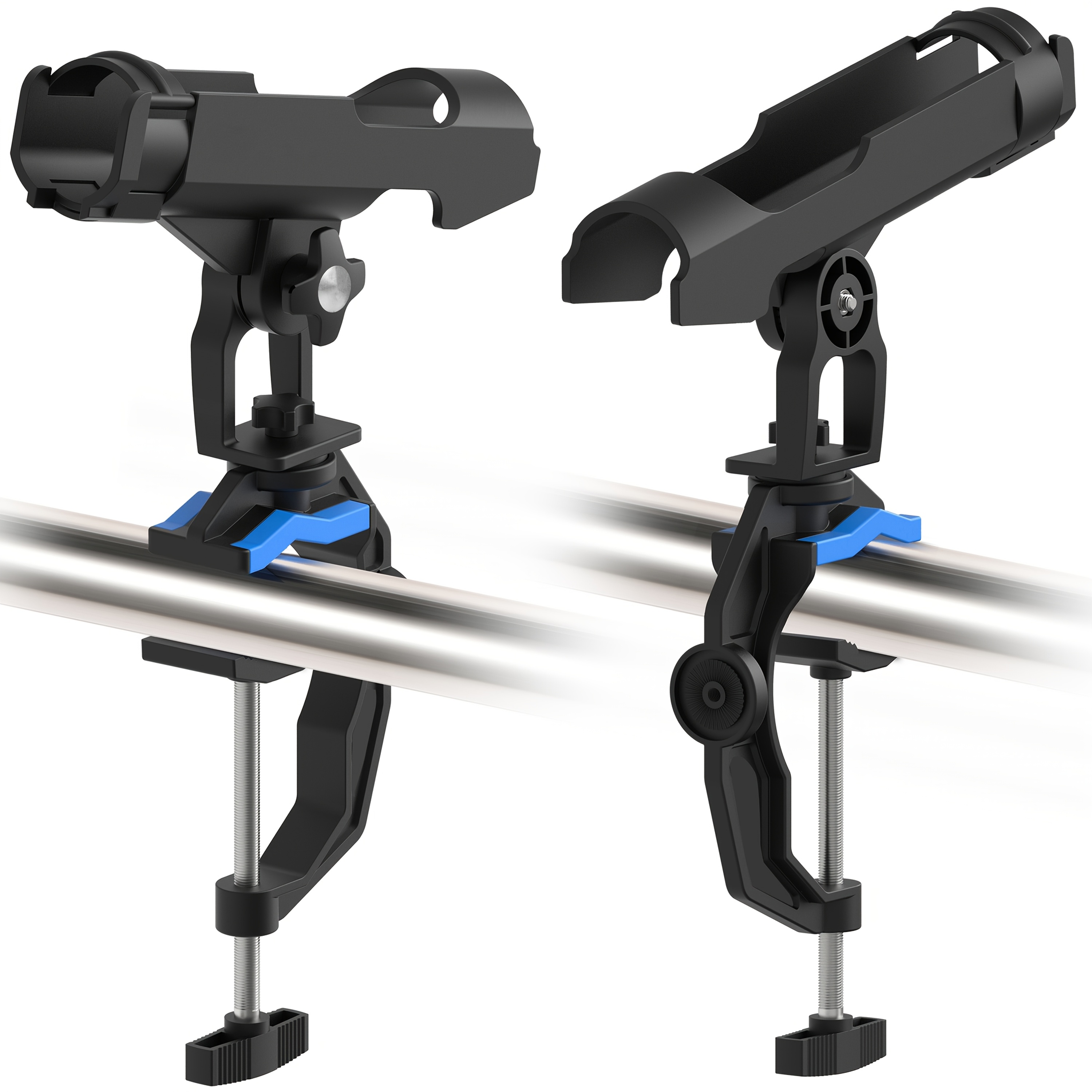 TEMU 1/2/4pack Boat Fishing Rod Holders - Universal Clamp-on Mount For Kayak/canoe/shore, Heavy Duty Stainless Steel, Gift Set For
