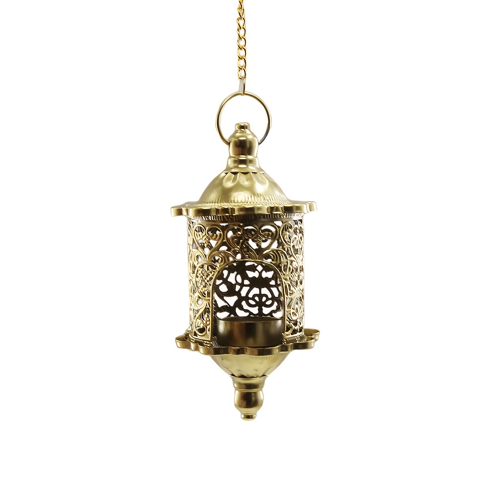 TEMU 1pc Vintage Hollow Carved Metal Candlestick â Moroccan Style Art Light Projection Design, Warm Atmosphere â Suitable For Wedding Decor, Home