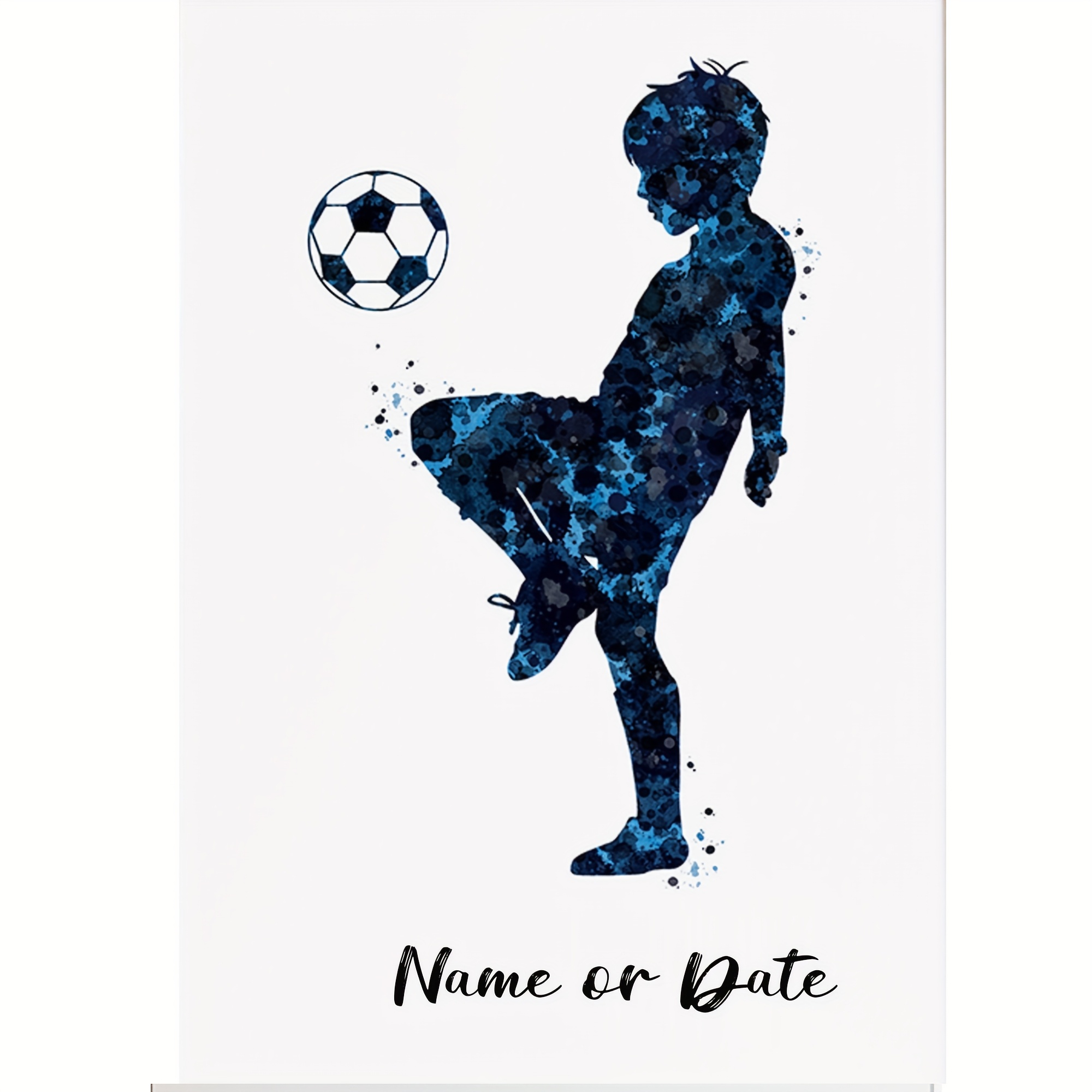 TEMU 1pc Personalized Soccer Poster, Soccer Mom Gifts, Personalized Soccer Gifts, Football Poster, Personalized Gift For Kids, Soccer Wall Art, Blue