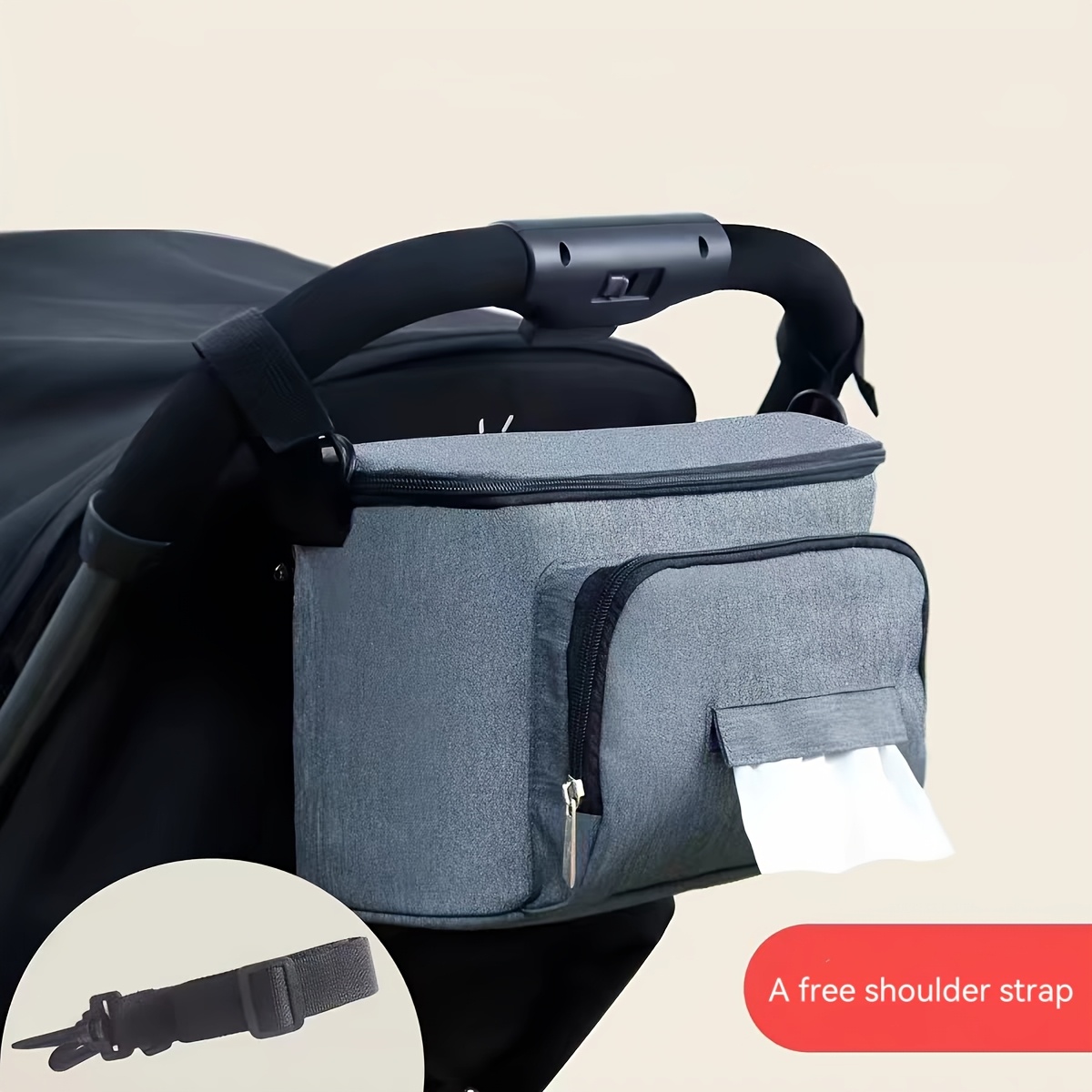 Image of 1pc Universal Multi-functional Large Capacity Baby Stroller Bag Hanging Bag, Hand-held Cross-body Portable Mommy Bag, Baby Bottle Bag Diaper Storage Bag, Stroller Bag, Stroller Accessories Hanging Bag