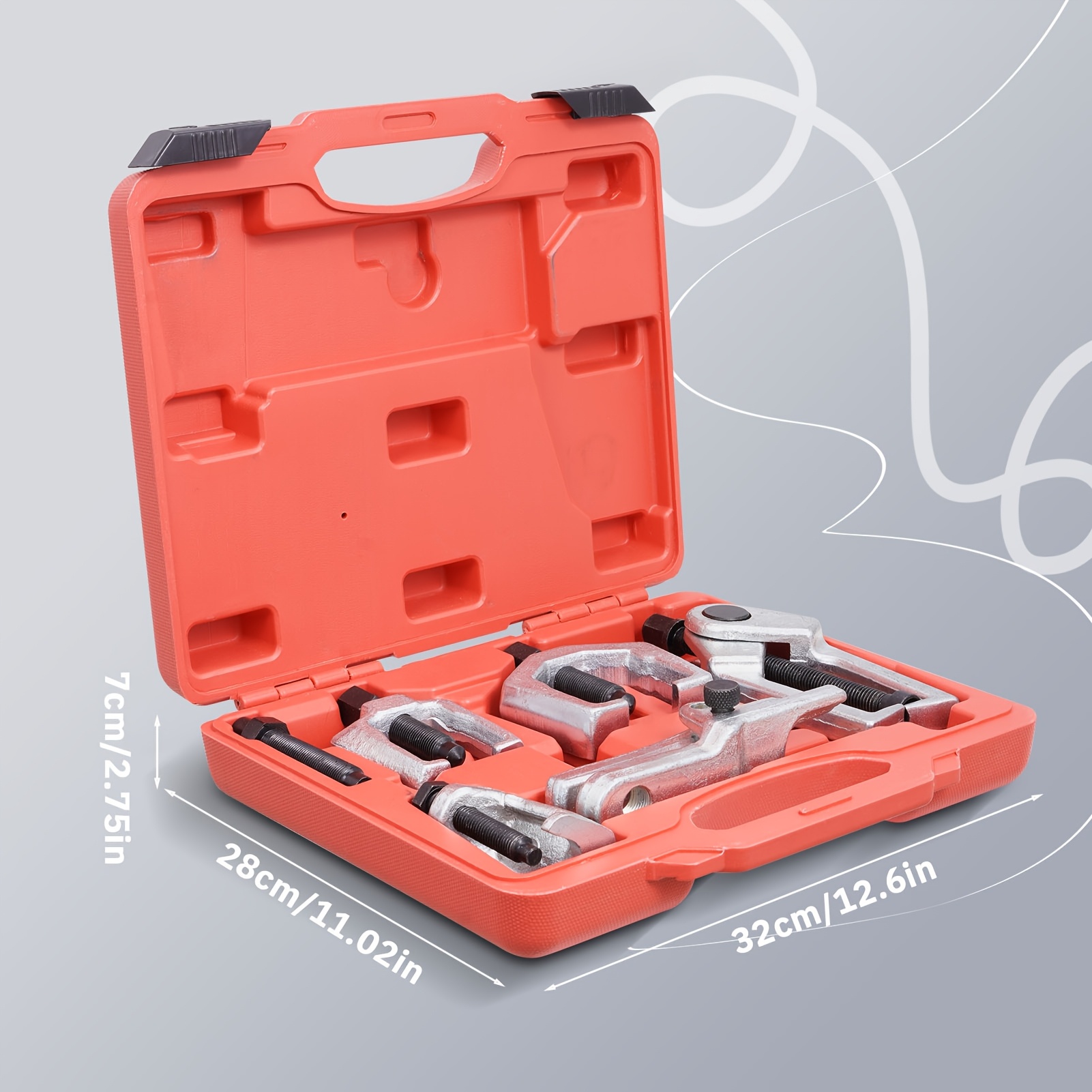 TEMU 5pcs Heavy-duty Ball Joint & Tie Puller Set With Storage Case - Heat-treated Steel Front End Service Tools Kit For Professional Mechanics & -