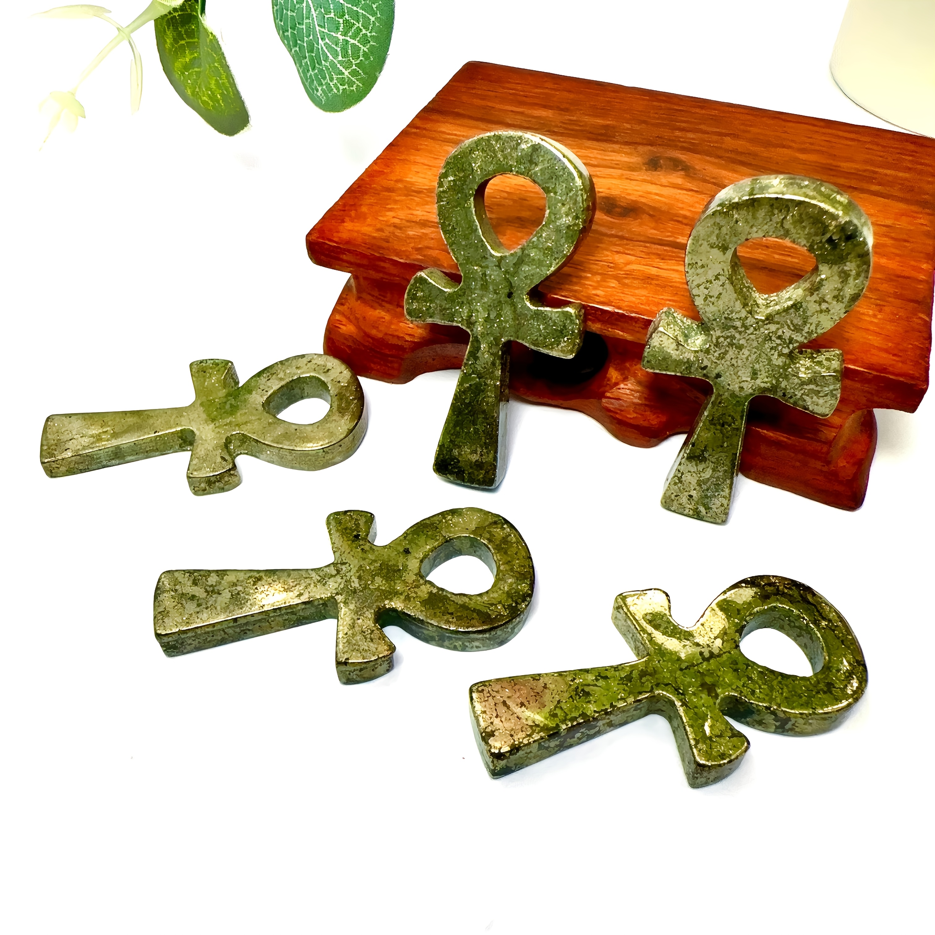 Natural Golden Pyrite Crystal Cross Ankh, 5 Cm