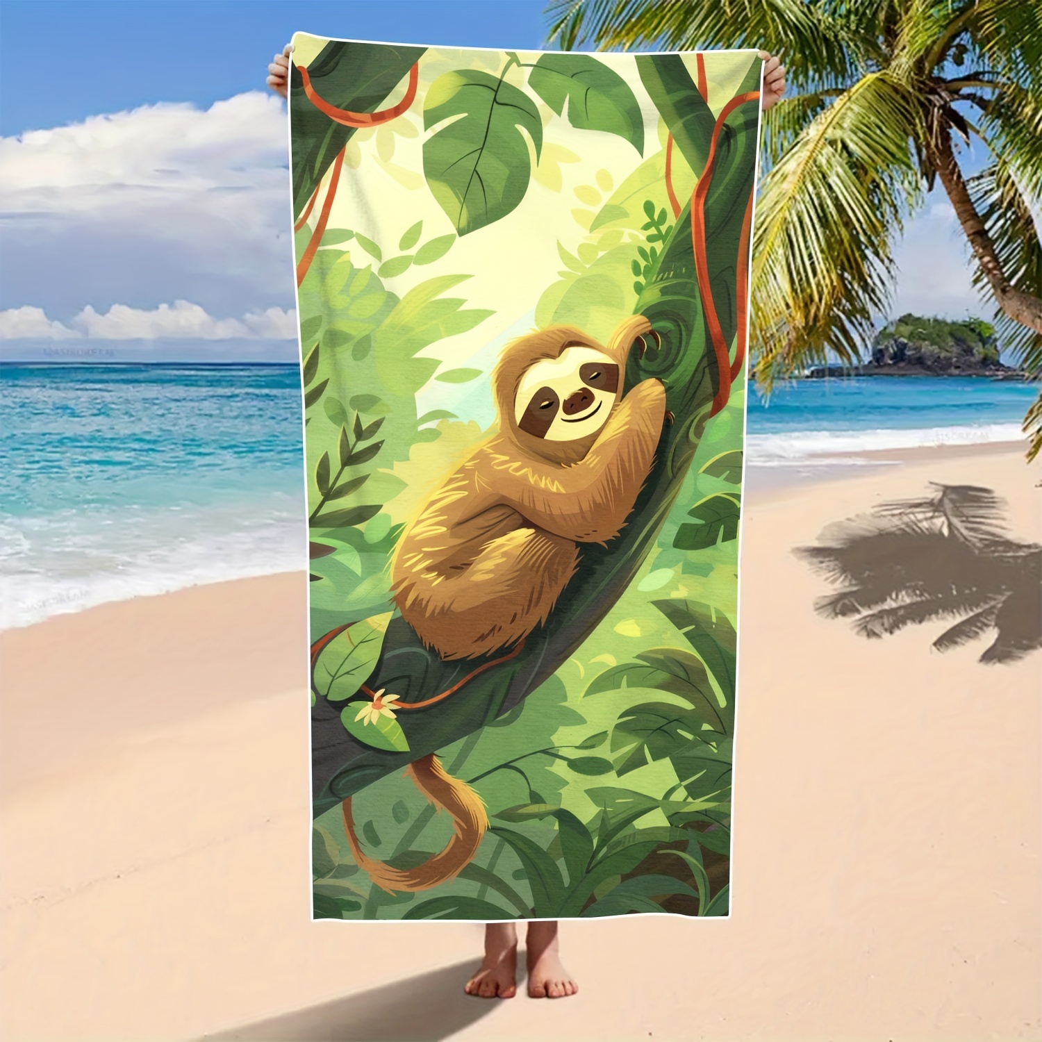 

Sloth Cartoon Microfiber Beach Towel - Quick Dry, Lightweight, Soft, Absorbent, Sun Protective - Ideal For Travel, Pool, Vacation - Machine Washable, Durable - Perfect Holiday Gift