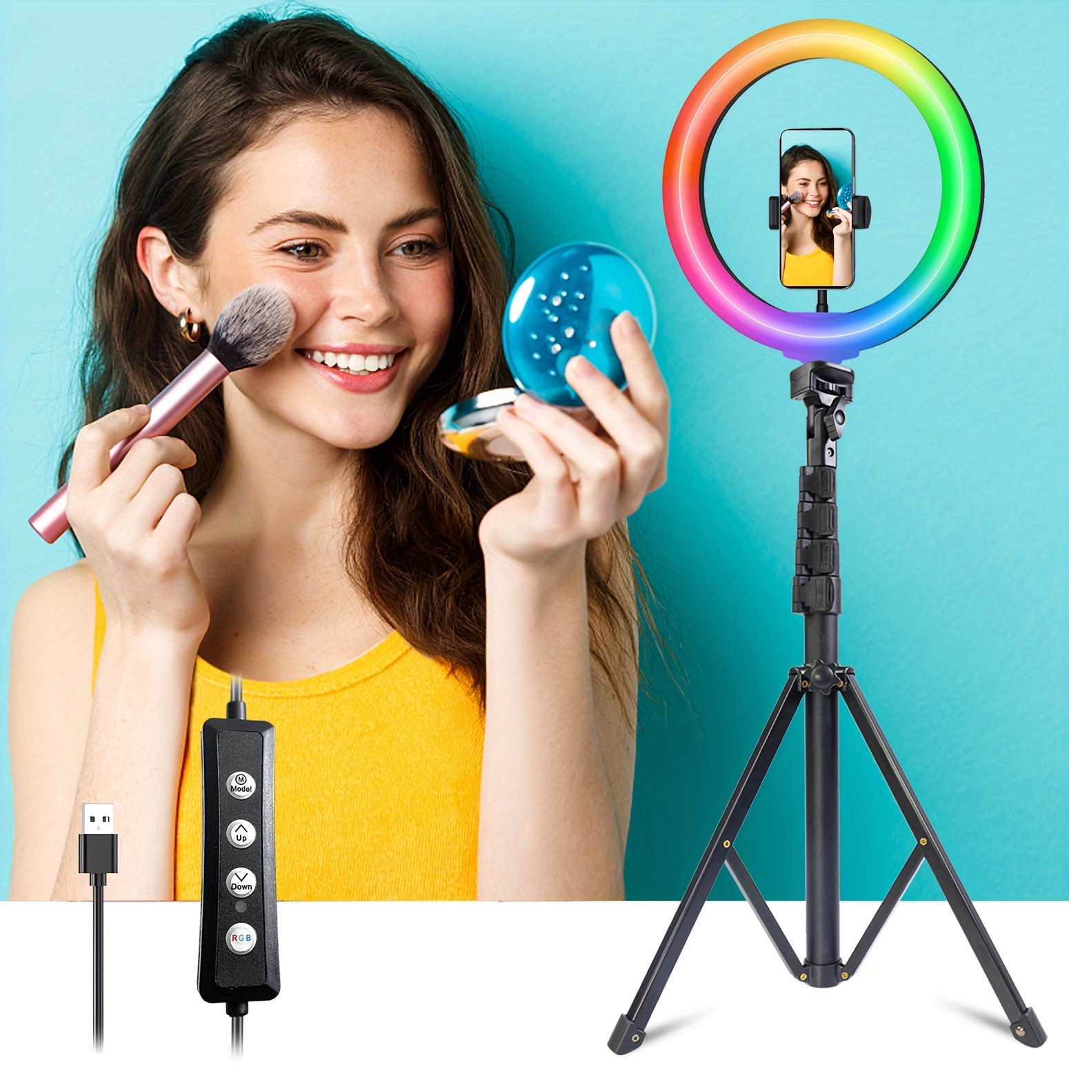 Anillo de luz LED para selfie de 10 pulgadas con soporte de trípode y  soporte para teléfono celular para Tiktok, transmisión en vivo, maquillaje