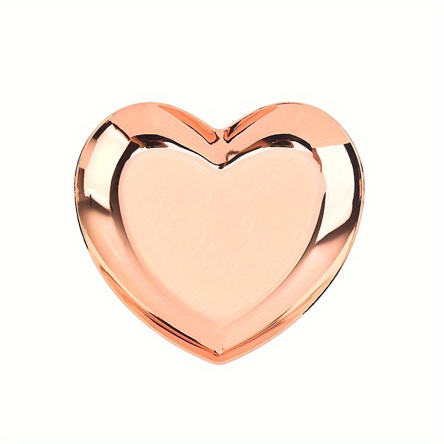 TEMU Plateau de rangement en acier inoxydable de cœur pour accessoires de nail art et bijoux, Plat de rangement cosmétique en métal, Organisateur de