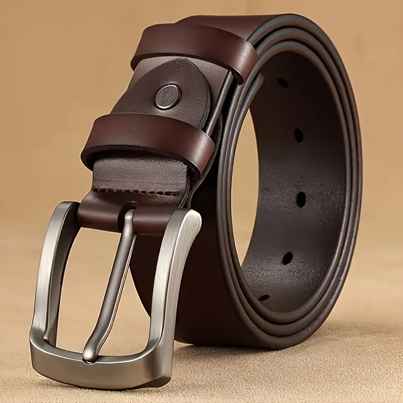 Plus Size Men's Genuine Leather Belt | Square Alloy Large Buckle | High Cost-Effective Durable Style | Suitable for Casual and Business Wear | A Dignified Gift Choice