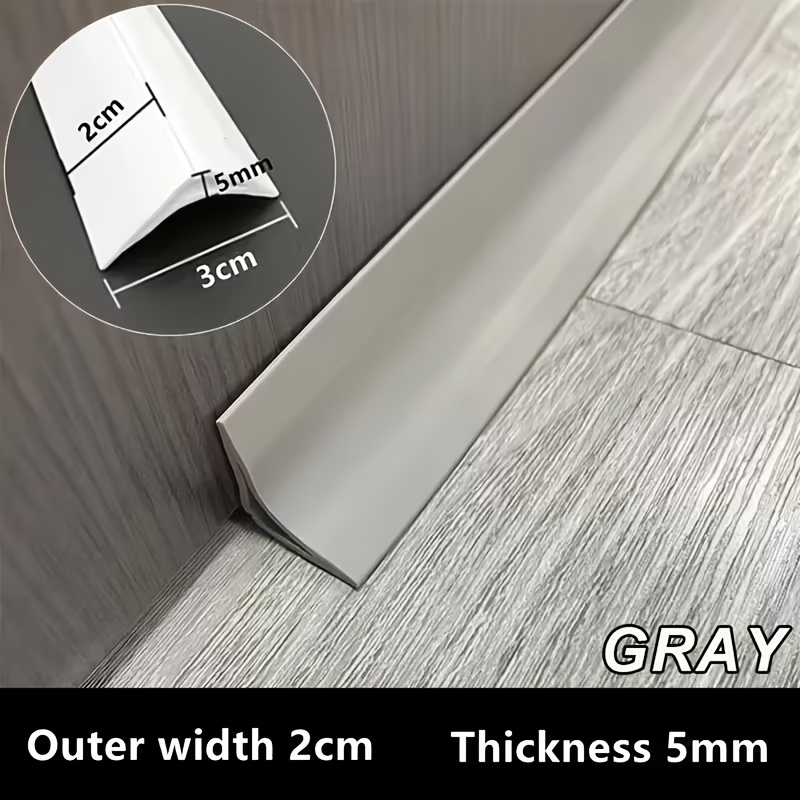 Image of 1pc 78.74in Self-adhesive Pvc Wall Strip - Floor Line Cover - Cable Protector - Random Cut Corner Trim For Floor Transition, Ceiling Decor, And Wire Concealment, White And Gray Options