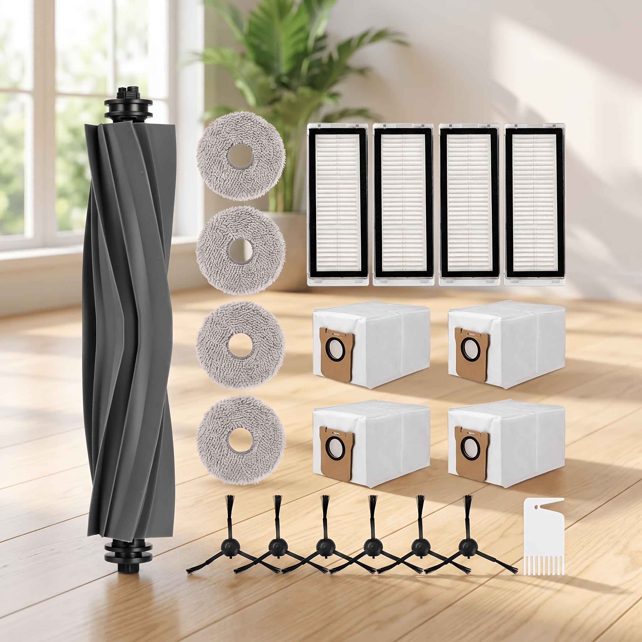 Image of Vacuum Cleaner L20 Ultra/l20 Ultra Complete/l30 Ultra/l30 Ultra Complete Replacement Parts Kit: Includes 1 Main Brush, 4 Hepa Filters, 6 Side Brushes, 8 Cleaning Cloths, And 6 Dust Bags.