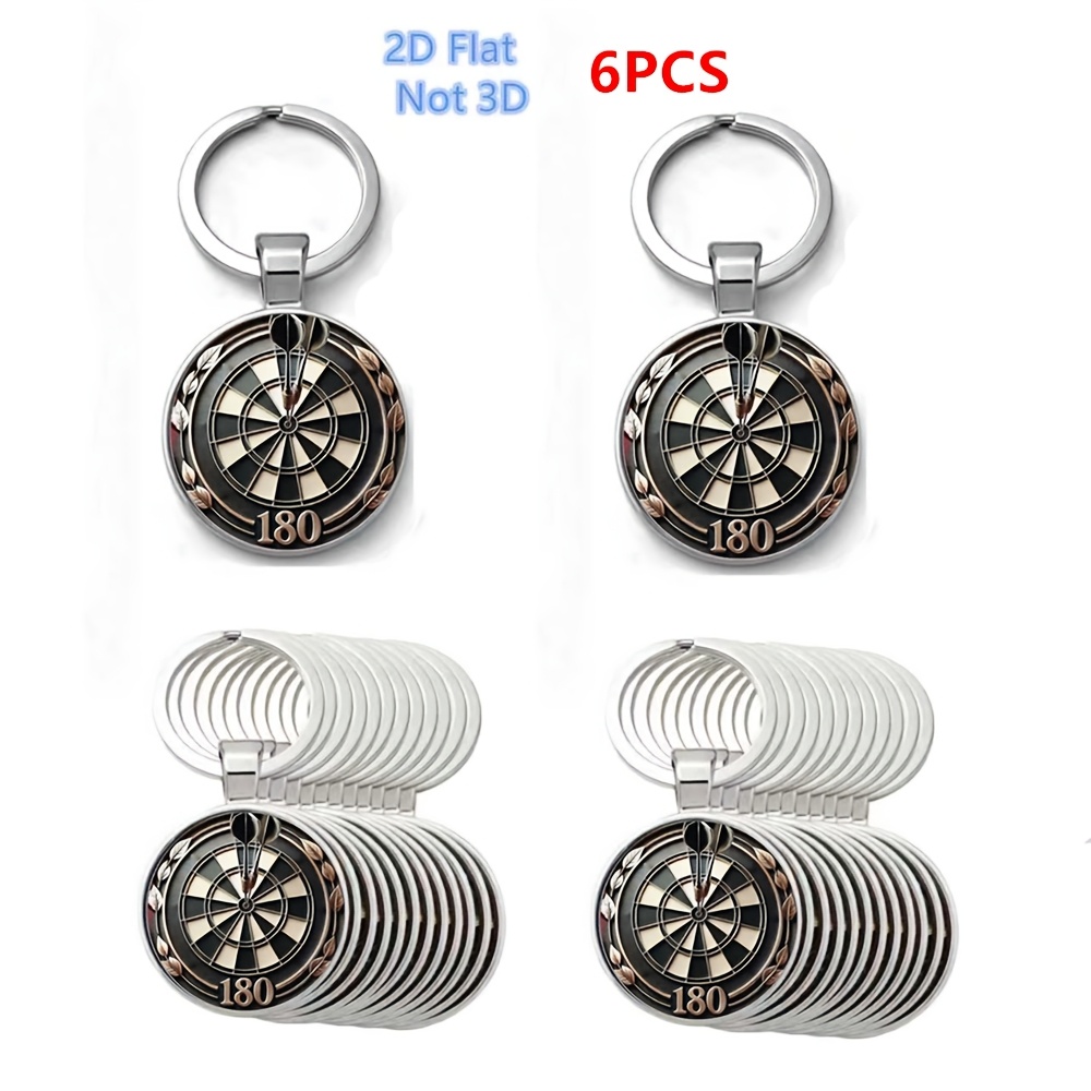 TEMU Dart Enthusiast Metal Keychains, 6pcs Colorful Round Keychain Pendants - 2d Flat, Not 3d Car Keychain Pendants, Bag Keychain Pendants, Crystal