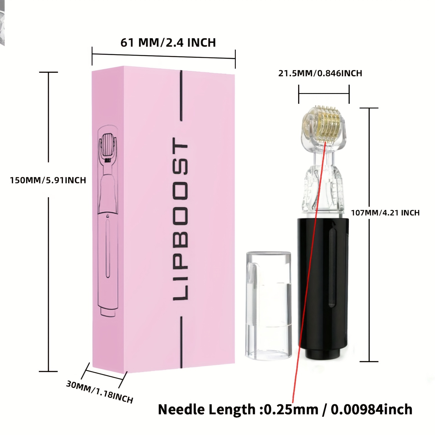 1pc 105 Titanium Needles Derma Roller 0.25mm | , , For Lips, Skin, Face, Home Use, Suitable Gift For Men (black)
