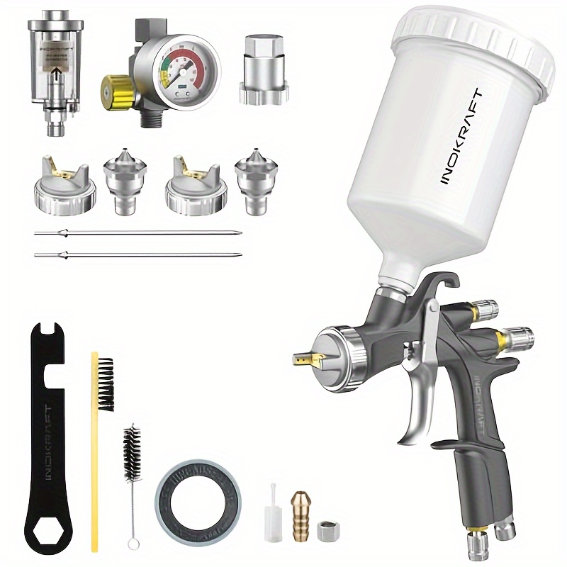 

Inokraft Drizzle 1 Low Volume Low Pressure Air Spray Gun Premium Kit. Easy To Use, Paint Gun For Cars & House Diy Painting, 1.3/1.5/1.7mm Nozzles, With Paint Sprayer Accessories - Toolant Brand