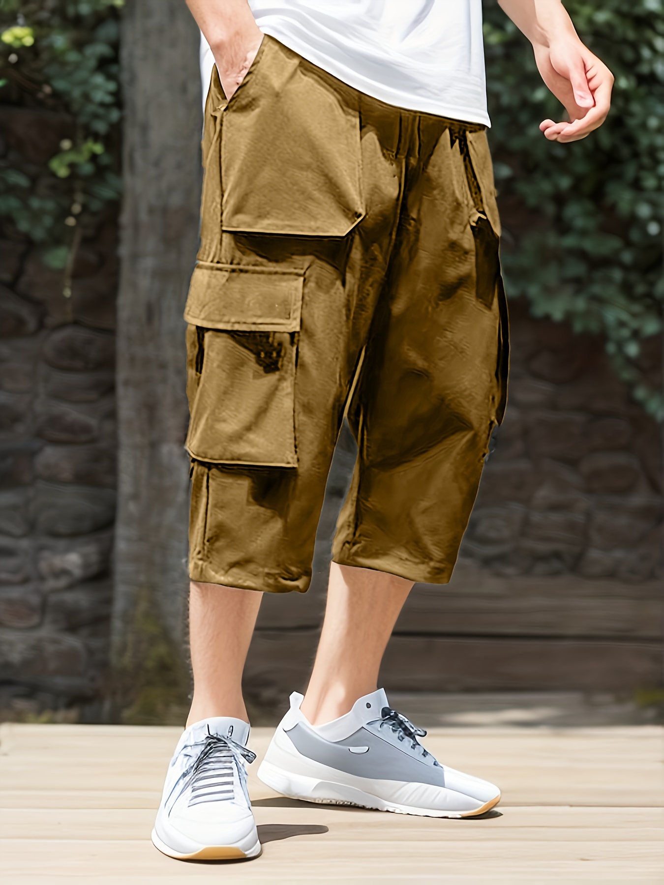 Streetwear Khaki Capri Shorts Men's Cargo Shorts Tactical Work