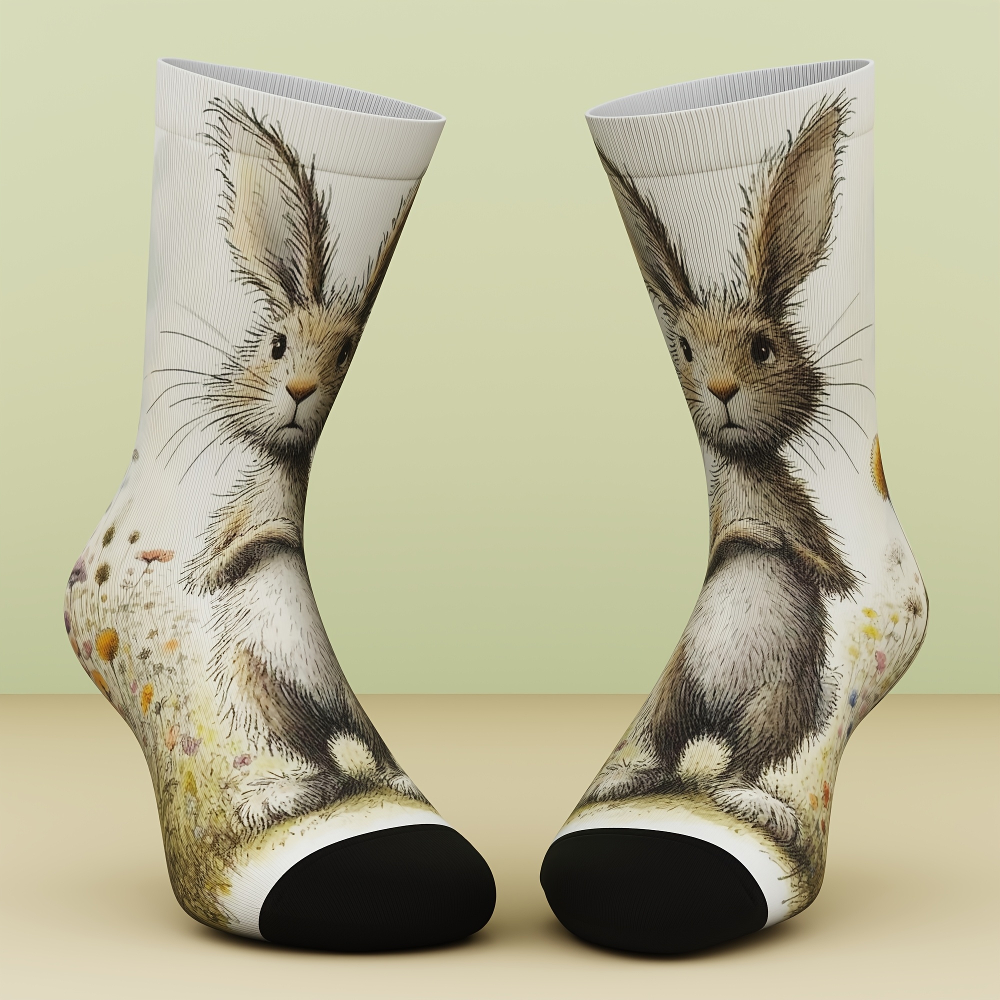 TEMU A Pair Of Unisex Socks With An Easter Theme, Cute Rabbit Pattern, , Design, Made Of Bamboo Fiber, Suitable For Casual Outdoor Sports,