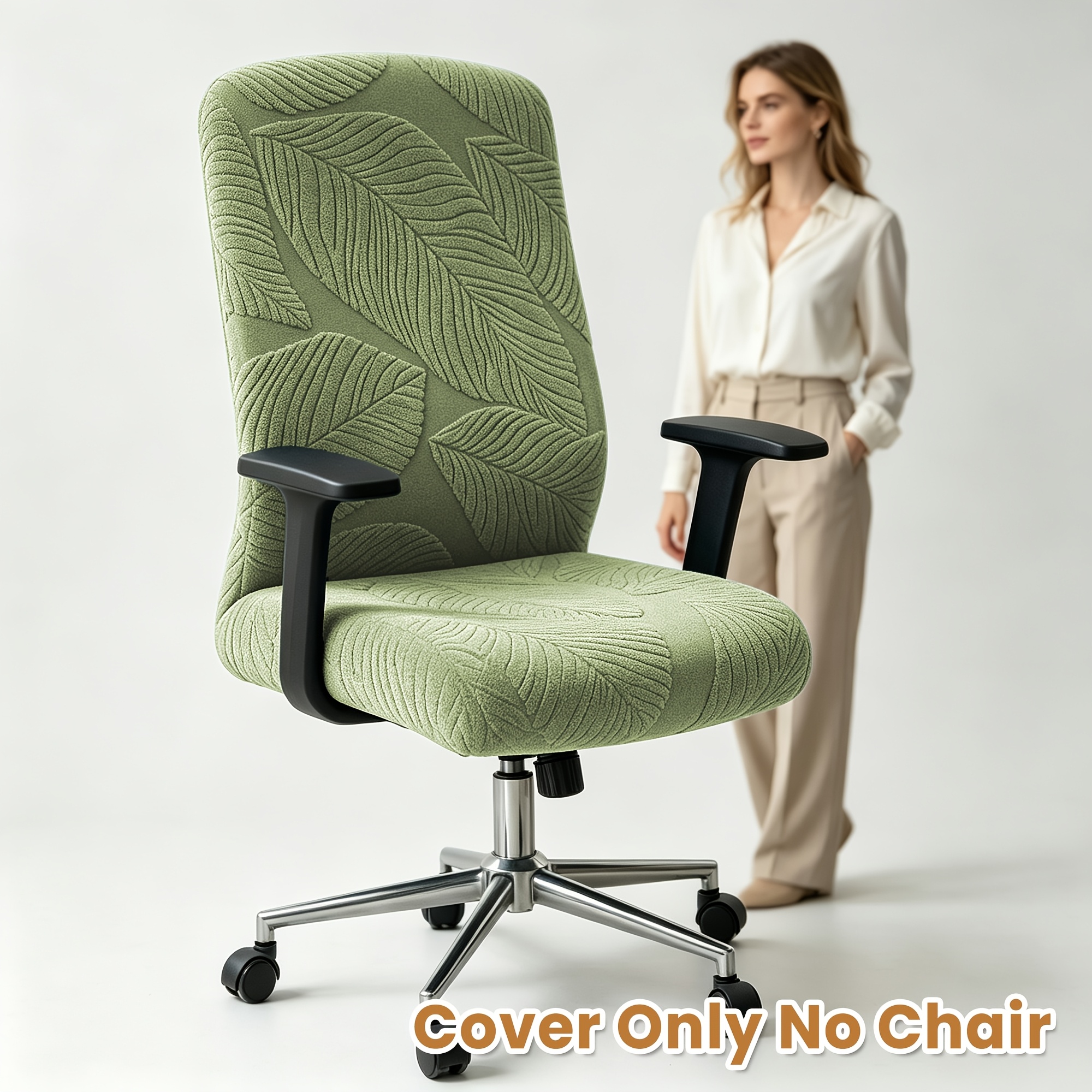 TEMU 1pc Stretch Jacquard Fabric Office Chair Cover With Elastic Closure, Full-wrap Computer Chair Protector Suitable For & Office, -piece, /remove,
