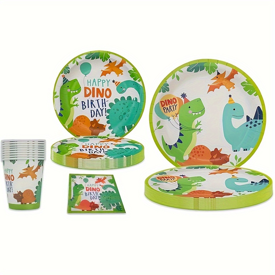 

50pcs/set, Dinosaur Party Birthday Party Dinner Plate Set, Scene Decor, Photo Props, Cool Decor, Birthday Decor, Birthday Supplies