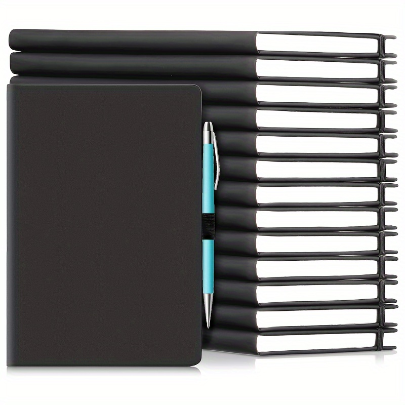 

14 Pack Lined Journal Notebooks 5.5 X 8.2 Inch A5 Hardcover Notebook College Ruled Notepad With Pen Holder Pu Leather Ruled Lined Notebook Journals For School Business Work Writing (black)