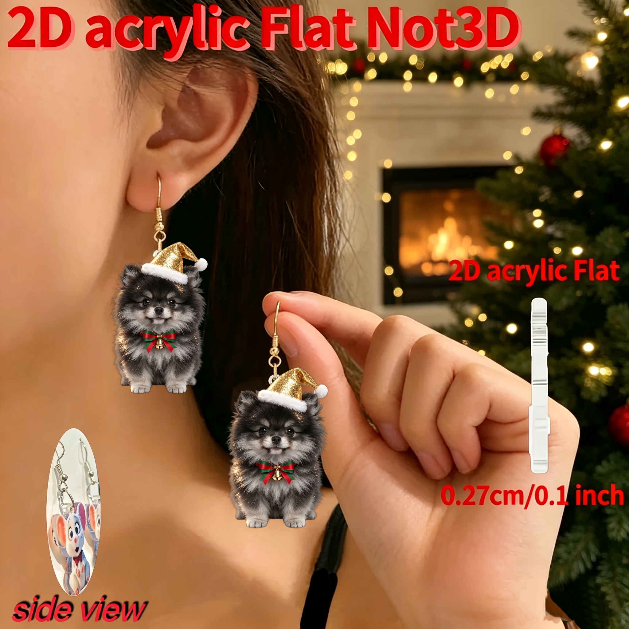 Dog Pattern Acrylic Pendant Earrings, Cute Gift