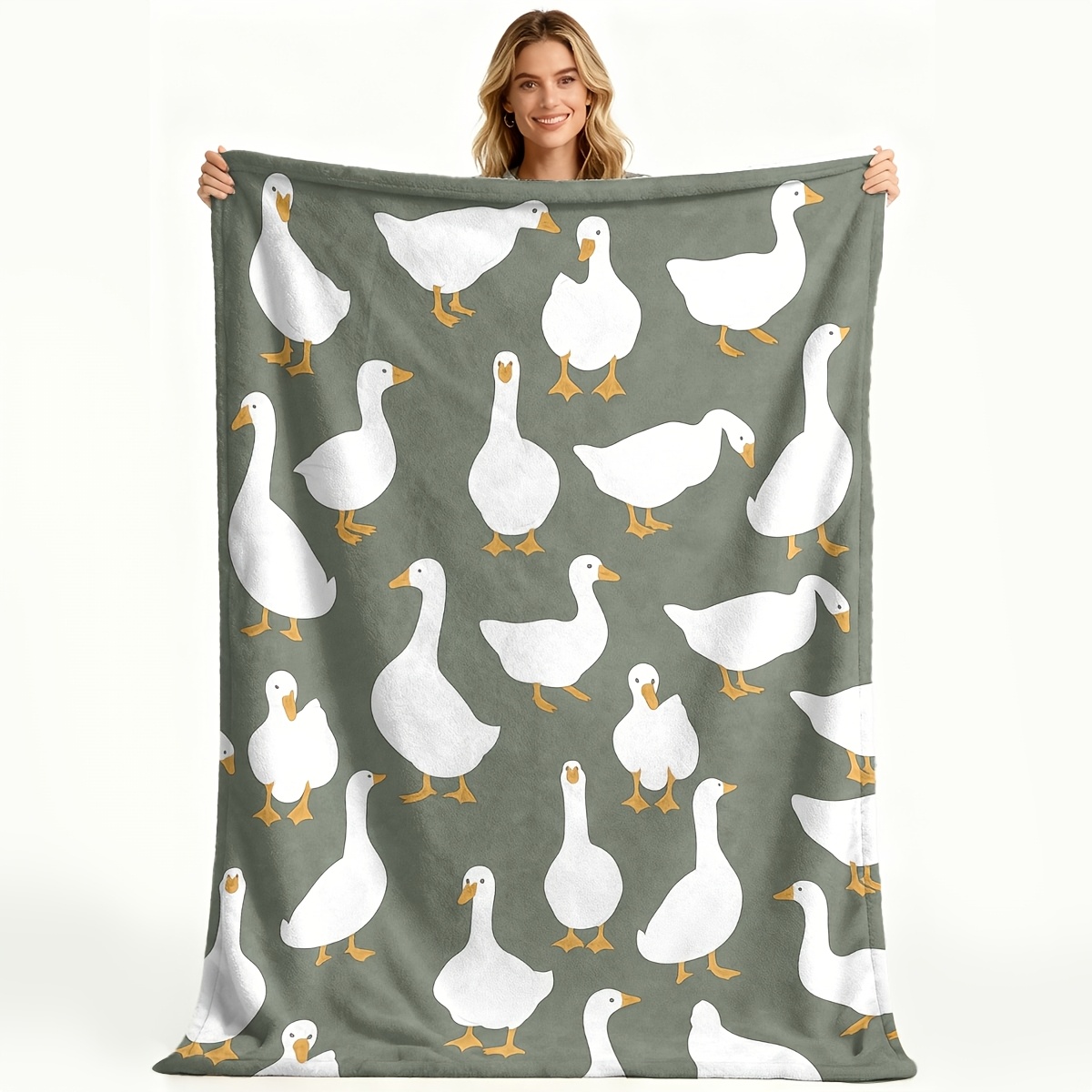 TEMU 1 couverture en flanelle blanche douce et confortable sur le thème - un excellent de cadeau, fabriquée à partir de fibres de polyester 100 %