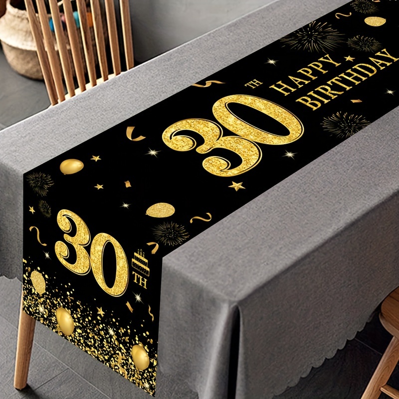 

Table Runner - Black & Golden, Polyester, 13x70 Inches - 18 To 60 Celebrations