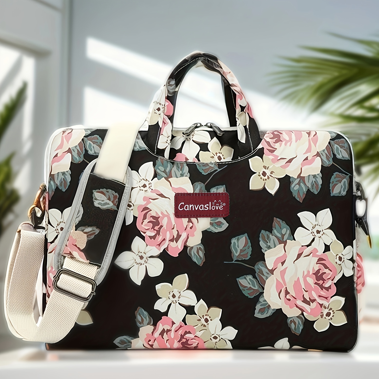 Canvaslove Rose Pattern High Quality Laptop Shoulder Messenger Bag