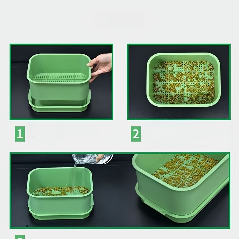 

1pc Plateau de germination de semences en plastique vert, bassin de de plantes de germination de légumes, fabricant de de électricité facile à utiliser, conteneur de germination sol pour et lentilles