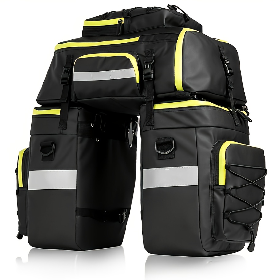 Image of Bike Pannier Bag Set, For Bicycle Cargo Rack Bag Shoulder Bag Laptop Pannier Rack Bicycle Bag Professional Cycling Accessories 3in 1-green