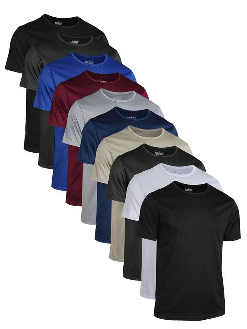 10pcs mens quick dry breathable 100 polyester compression shirts solid color crew neck short sleeve tees for running gym outdoor activities machine washable summer activewear valentines day gifts workout clothes tee