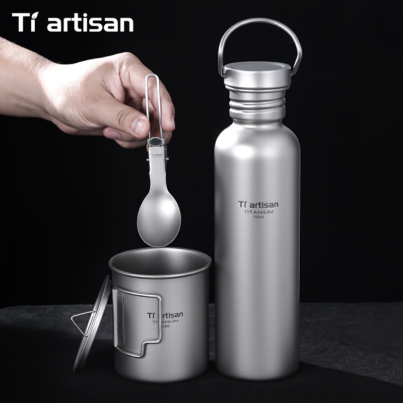 Tiartisan Pure Titanium 3pcs Outdoor Tableware Set, Lightweight Camping Gear