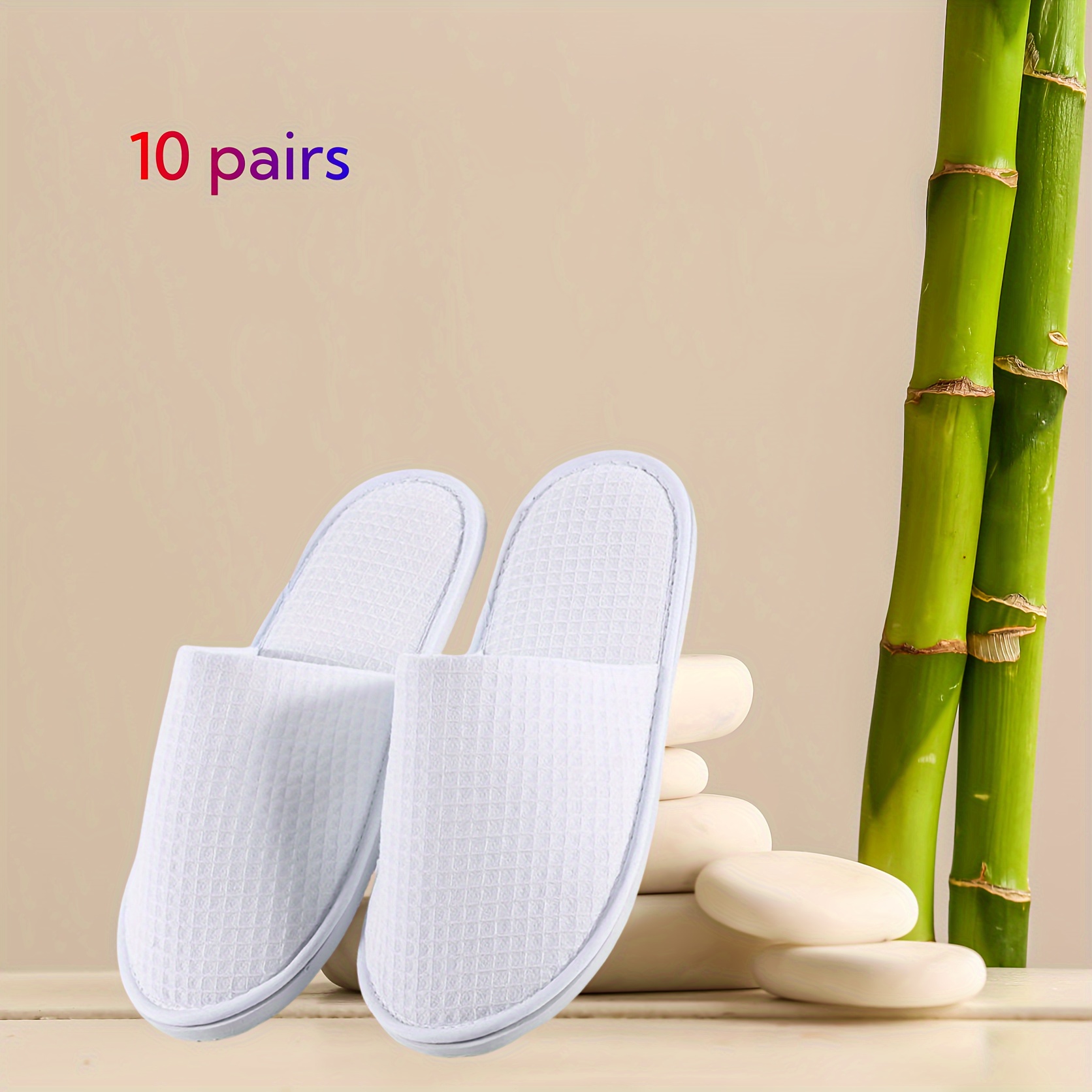 

10 paires de chaussons gaufrés à carreaux spa - Taille unique unisexe - Chaussons confortables, durables, jetables et non parfumés en hôtel, , des invités