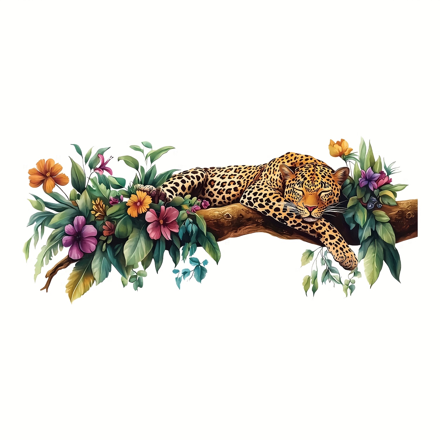 Image of 1pc Of Vibrant Sticker, A Pvc Wall Art Depicting Wildlife Sleeping On A Branch, Suitable For Home Bedroom Decor, Living Room, And Kitchen Decoration
