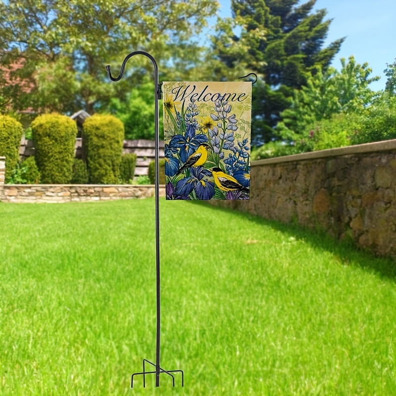 

Versatile Copper Garden Flag Stand With Wind Clip - 48.8" Shepherd's Hook For Yard, Solar Lights & Decorations