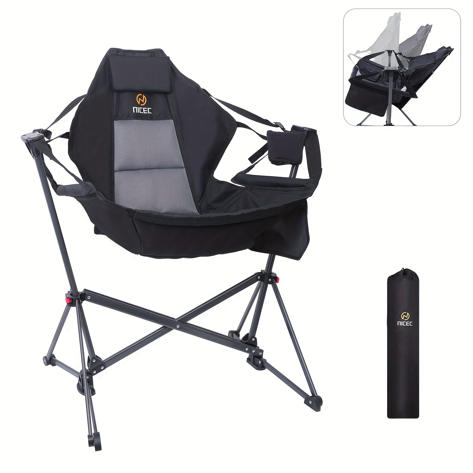 TEMU Heavy Duty Hammock Camping Chair With Stand And Integrated Cup Holder, Portable Hammock Stand, Camping Equipment And Accessories, Hammock With