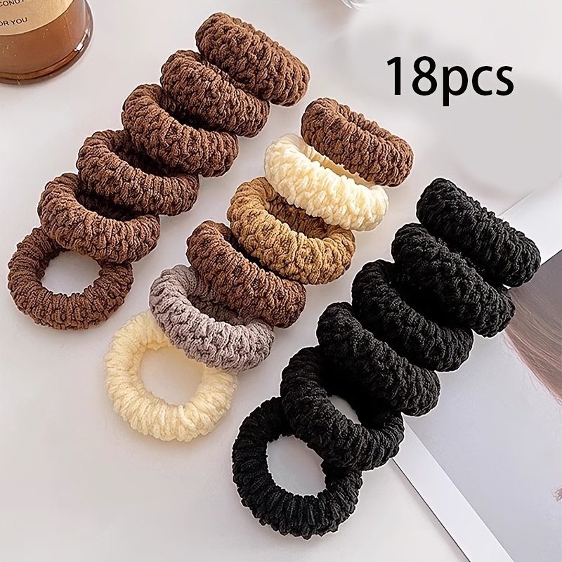 TEMU Lot de 6 pièces, Lot de 12 pièces, Lot de 18 pièces, Élastiques à cheveux épaissis et haute élasticité, Nouveaux élastiques pour queue de cheval