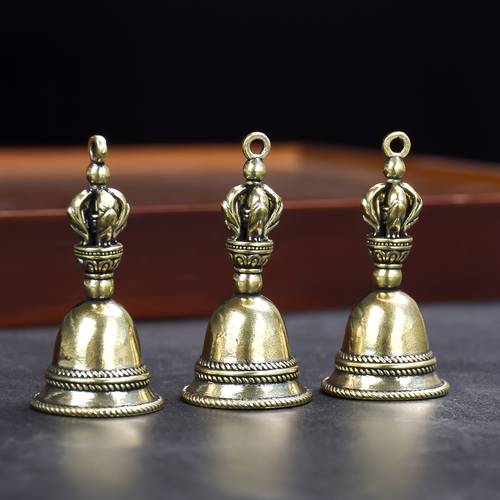 vintage brass bell handheld demon suppressing bell keychain pendant unisex