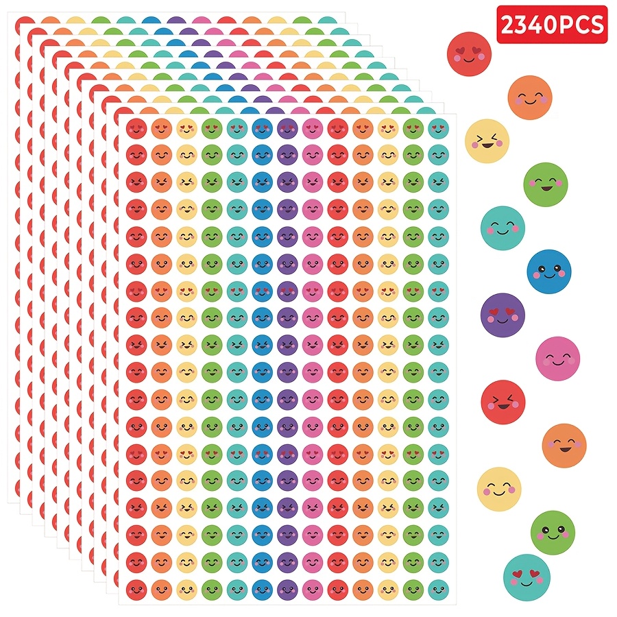 TEMU Lot de 2340 autocollants d' colorés, étiquettes décoratives de ronde et étoilée pour emballage, fermeture d'enveloppes, journaux, scrapbooking,