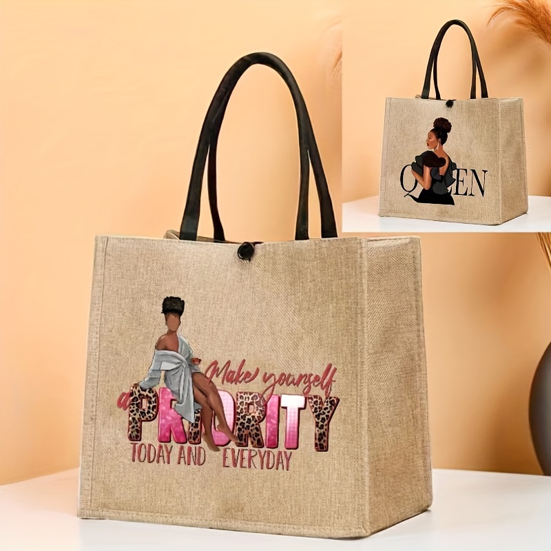 

Fashion Woman Print Tote Bag, Lightweight Line Shoulder Bag, Portable Travel Beach Bag Shopping Bag