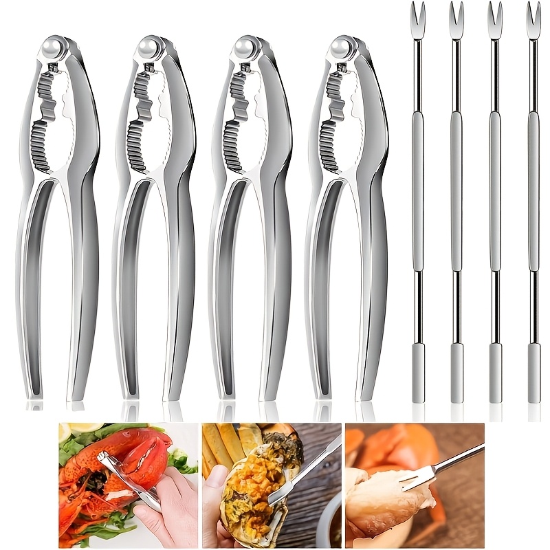 TEMU 8pcs Crab Lobster Crackers And Picks Set Crab Leg Cracker Tools Seafood Crackers Nut Cracker Set Crab Eating Tool For Boil Supplies