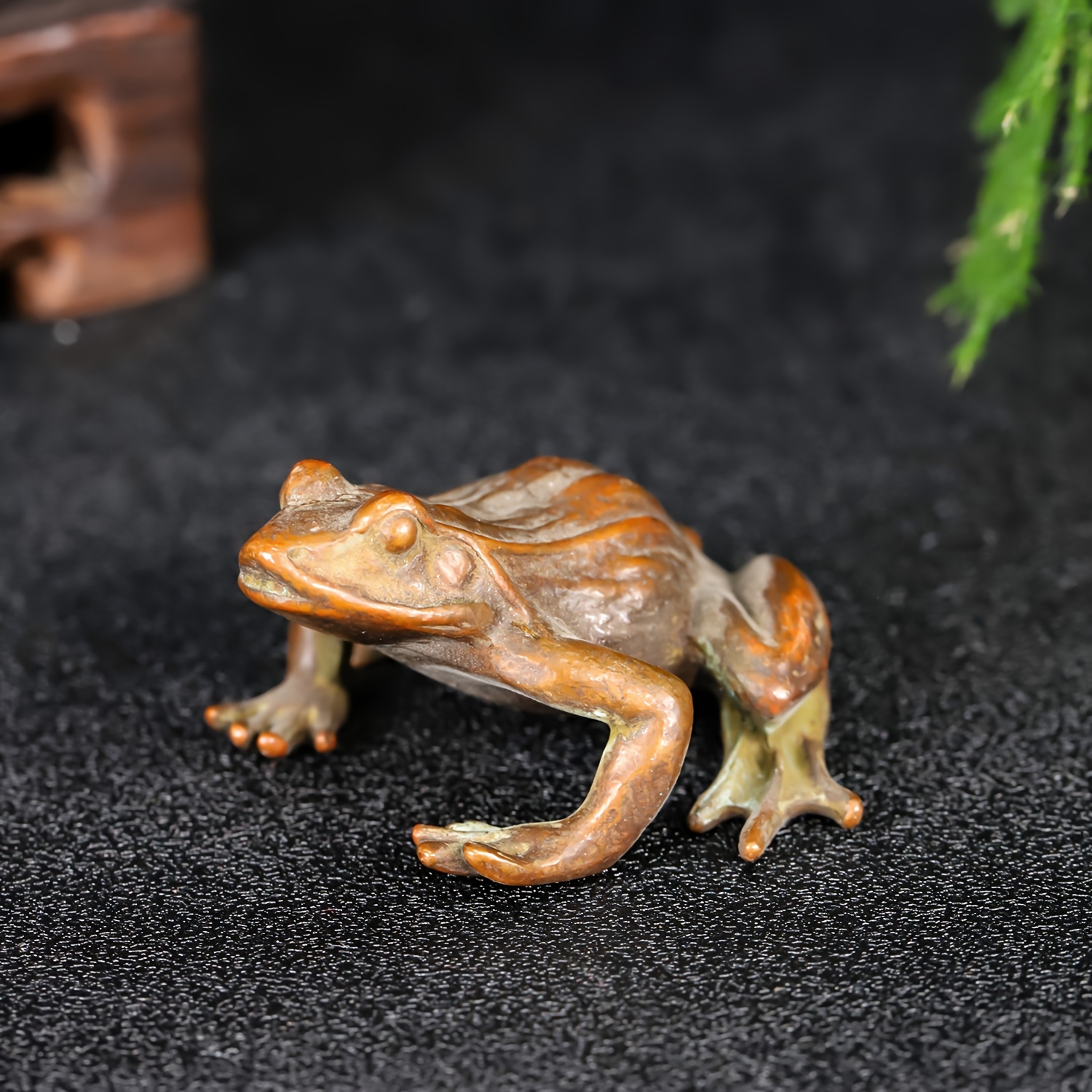 TEMU Statue de Grenouille en de Cuivre Vintage - Symbole de , Ornement de Bureau, Artisanat Traditionnel Chinois, Sculpture de Décoration et , ,
