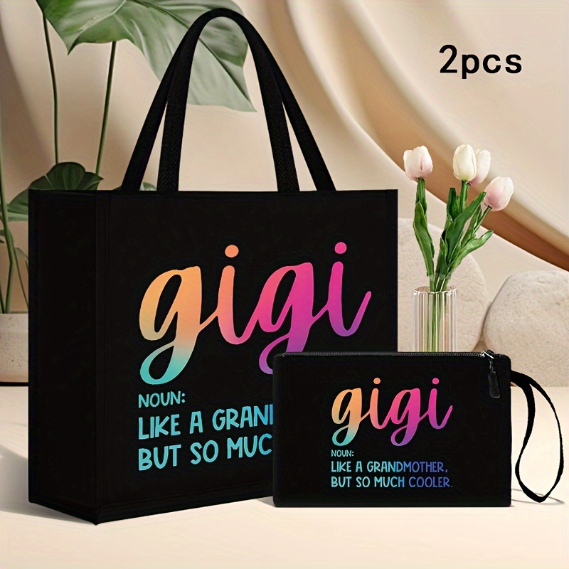 

2pcs Of Simple And Fashionable Linen Single Shoulder Large Capacity Fashionable Women's "" Printed Handheld Korean Version Series Versatile Student Tutoring Bag Office Worker Women's Tote Bag