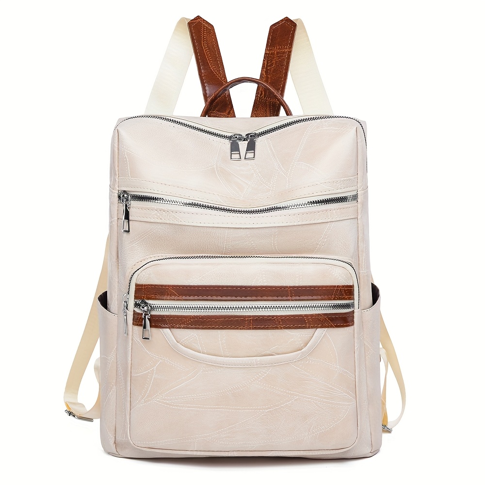 womens solid color minimalist pu backpack casual shoulder  display picture 2