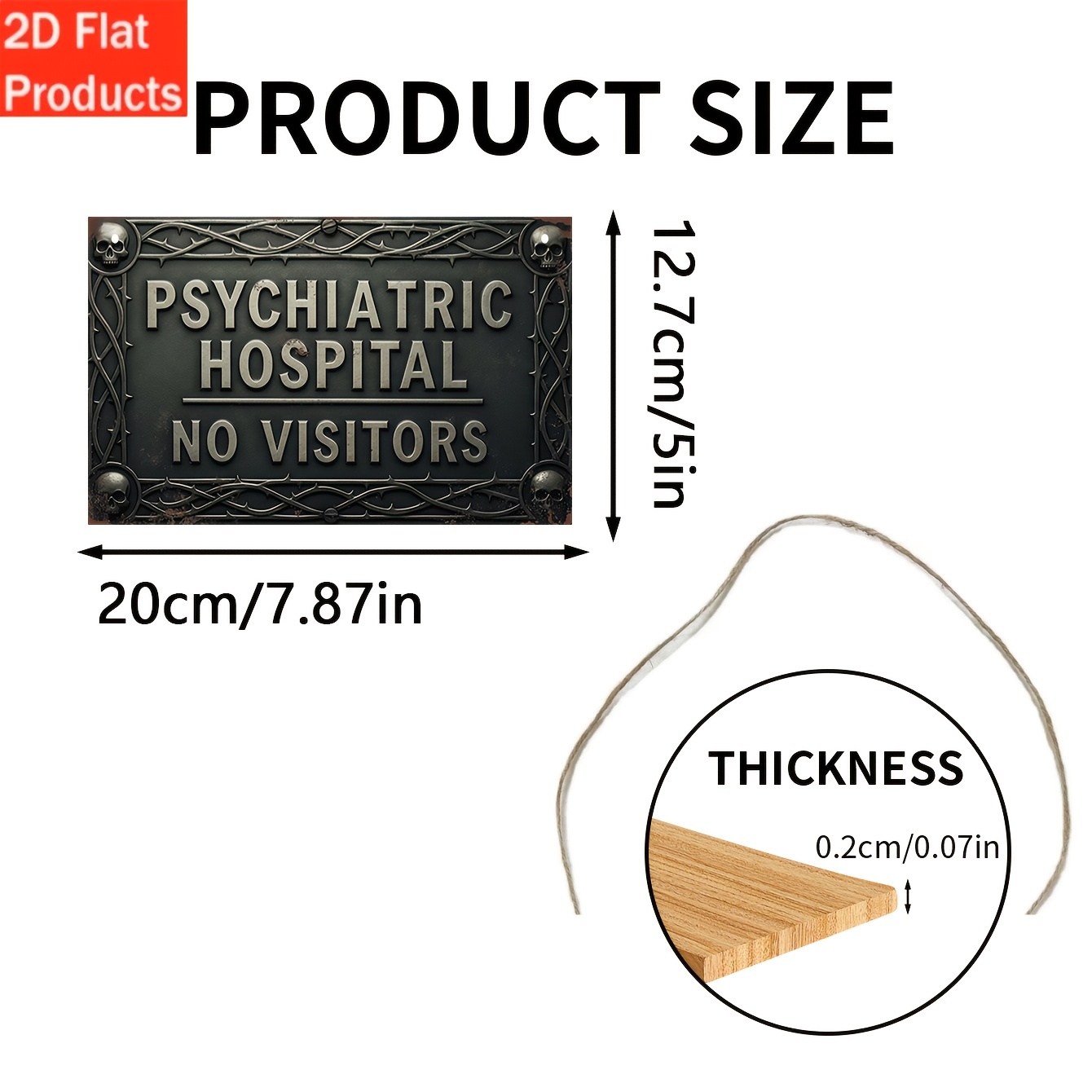 TEMU 2d Flat - 2d Flat, 1pc Wooden Decorative Sign And Plaque - Retro No Sign - Gothic Style Wall Sign With And Wire Mesh Decor, Theme Decoration,