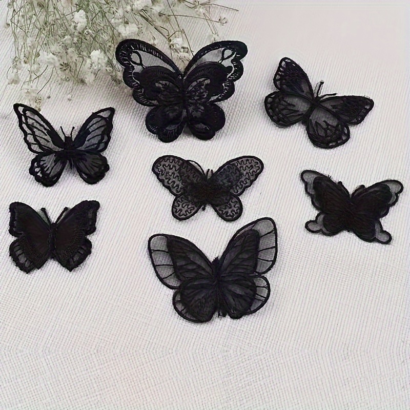 

Black Butterfly Embroidered Patches, 8-pack Iron-on/sew-on Appliques, Diy Accessories For Clothing, Hats, Shoes, Bags