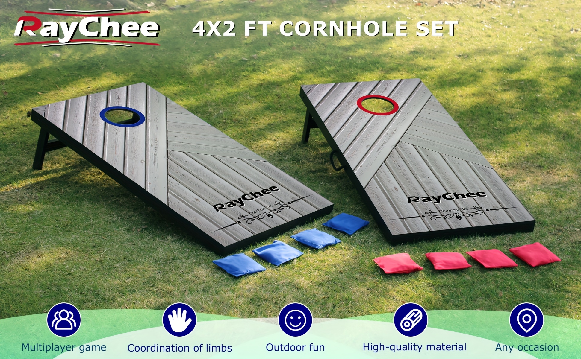 MDF Cornhole Board Set, Outdoor Cornhole Game Board, Regulation Size Corn Hole Bean Bag Toss For Adults, Lawn, Beach, Outside Activities Cornhole Boards With 8 Bean Bags, Without Battery