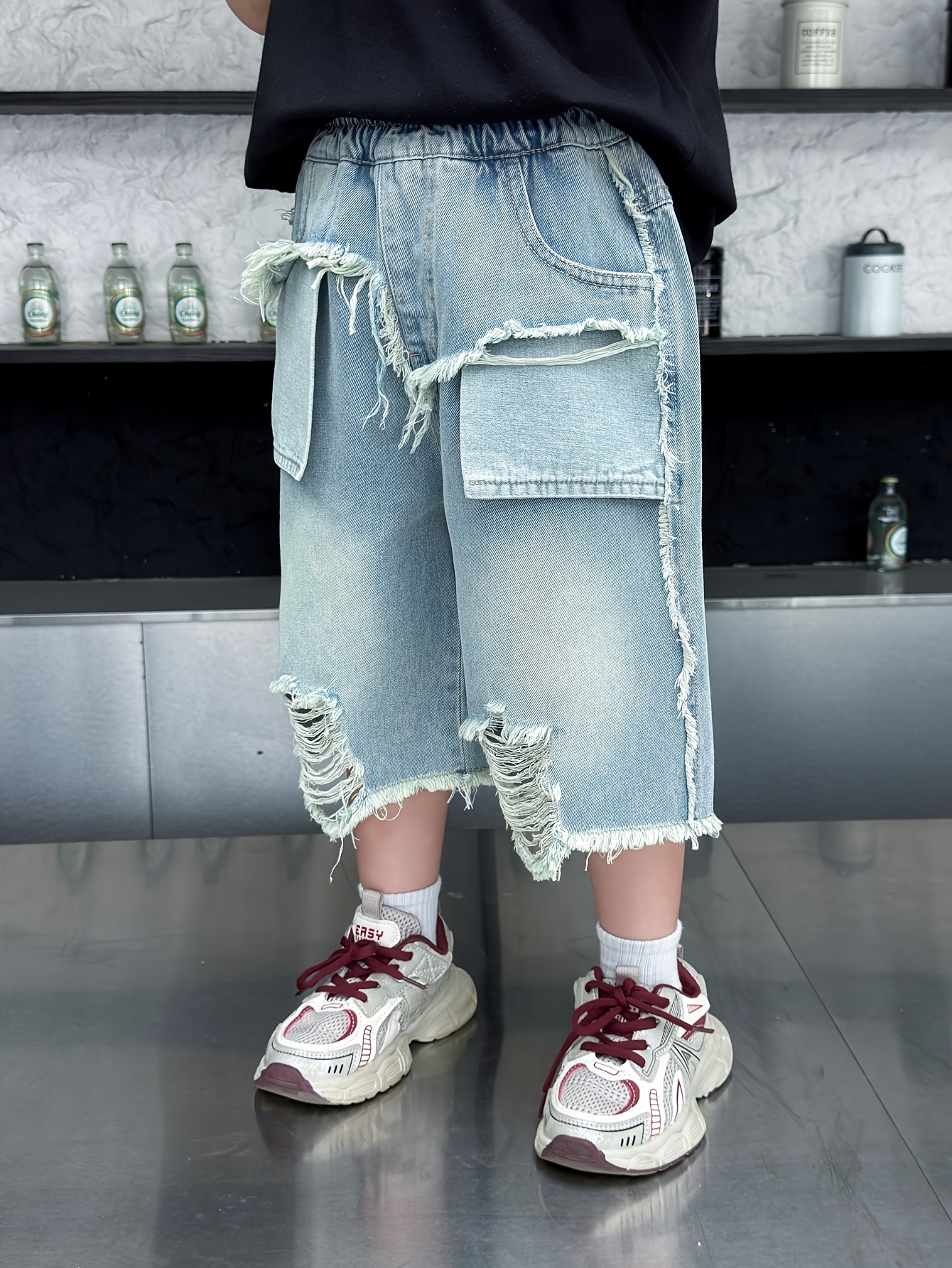 【COSYHARU】Piece Nonfade Bermuda Denim Pants Wide Bermuda Denim - COSYHARU | 60% - Asian Fashion Online Store