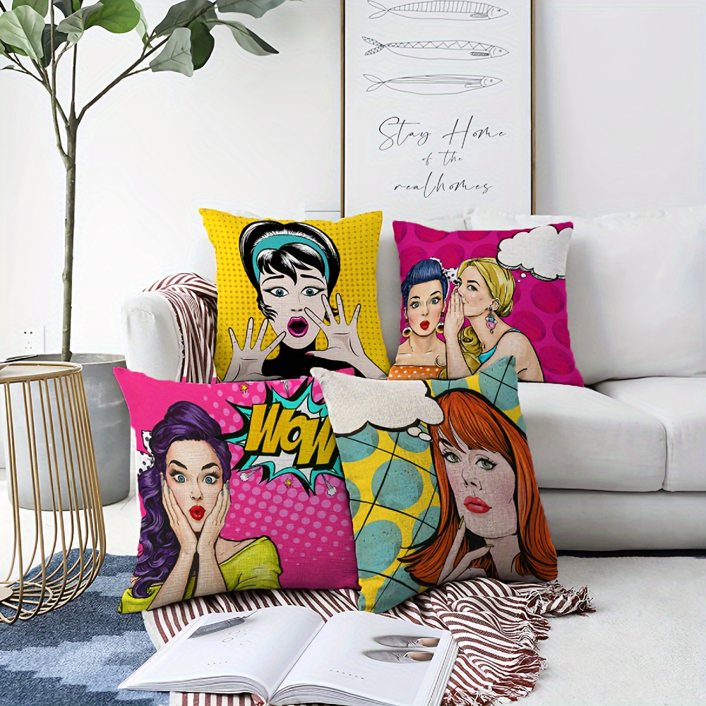 

4pcs Set Trendy Women's Quote-inspired Throw Pillow Covers - Contemporary Style, Zip Closure, Machine Washable For Sofa, Bed, Car & Home Decor