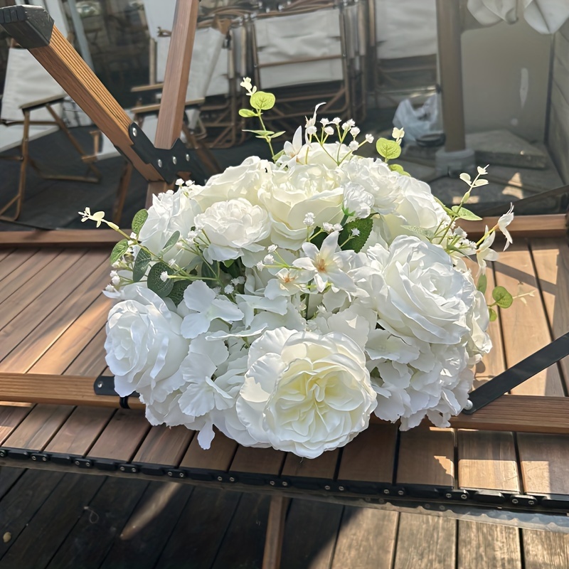 

Elegant White Rose & Artificial Flower Ball - Weddings, Engagements, And Home Decor | Silk Floral Arrangement For , Outdoor Gardens | Ideal For , Christmas, Thanksgiving, Day