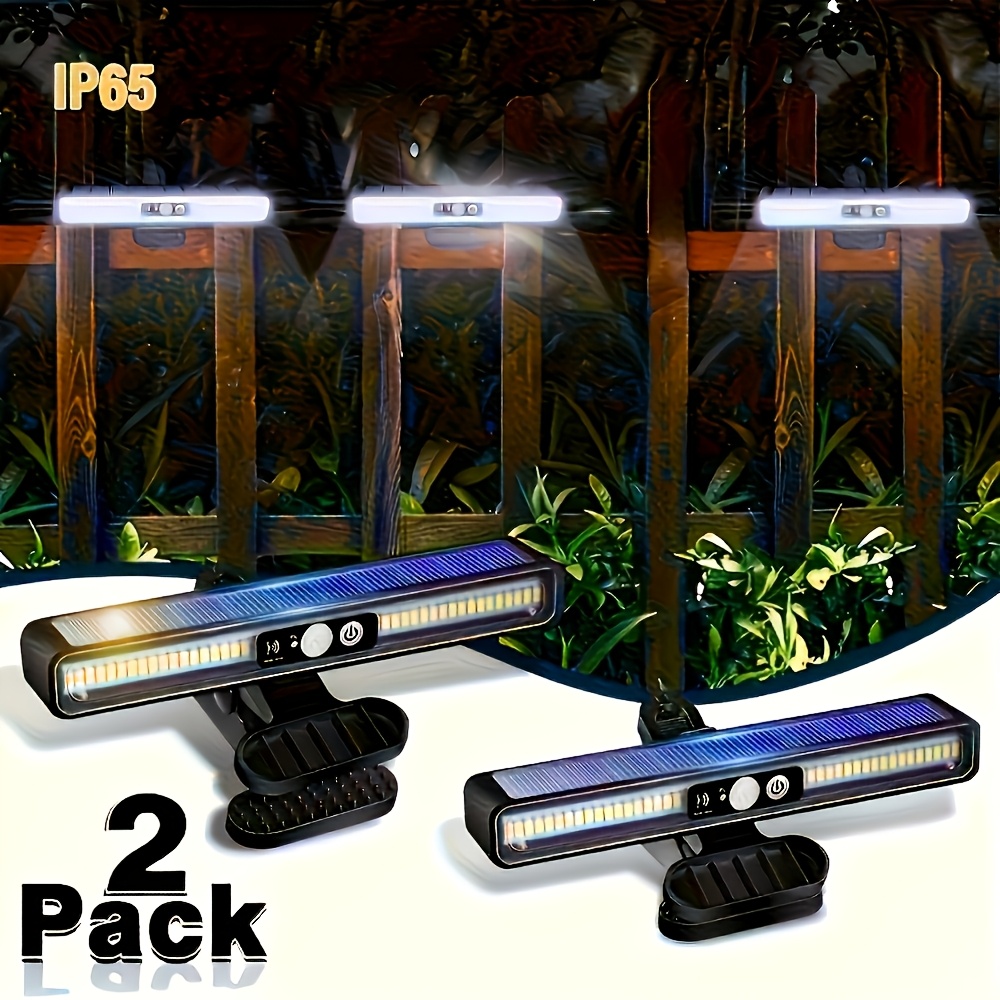 TEMU 2pcs Commercial Street & Area Lighting Lights, Clip + Wall Mount, Motion Sensor Solar Fence Lights With 3 Lighting , Led Portable Safety Lights,